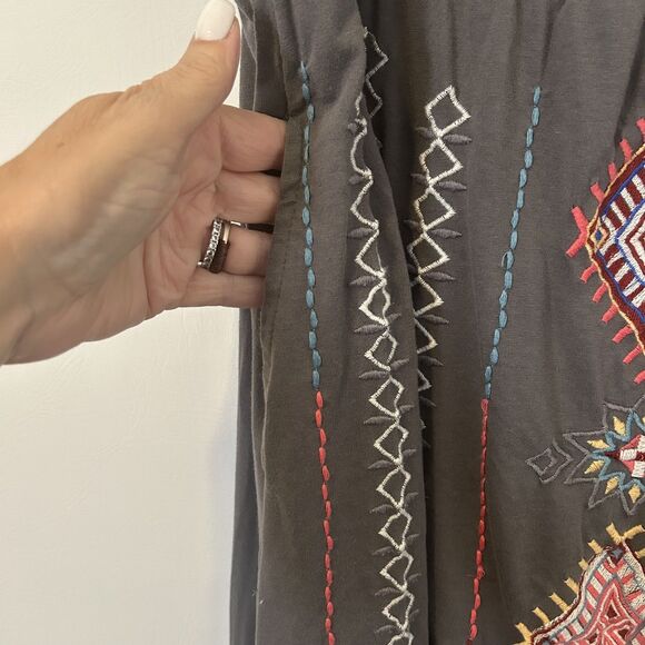 Embroidered Maxi Skirt - Black with Multicolor Accents - Picture 6 of 13